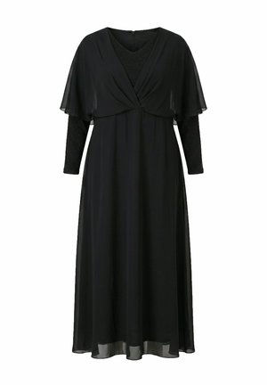 Ulla Popken, SPARKLING LAYERED CHIFFON LONG SLEEVE MAXI DRESS - Maksimekko - black