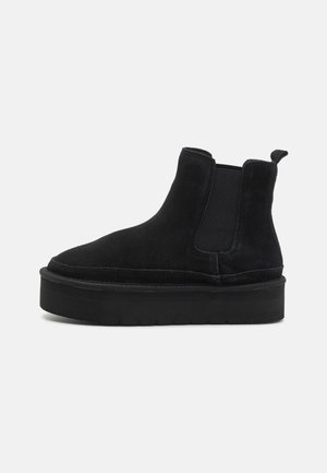 LEATHER  - Stivaletti con plateau - black