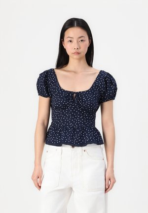 Hollister Co. PEPLUM - Print T-shirt - dark blue