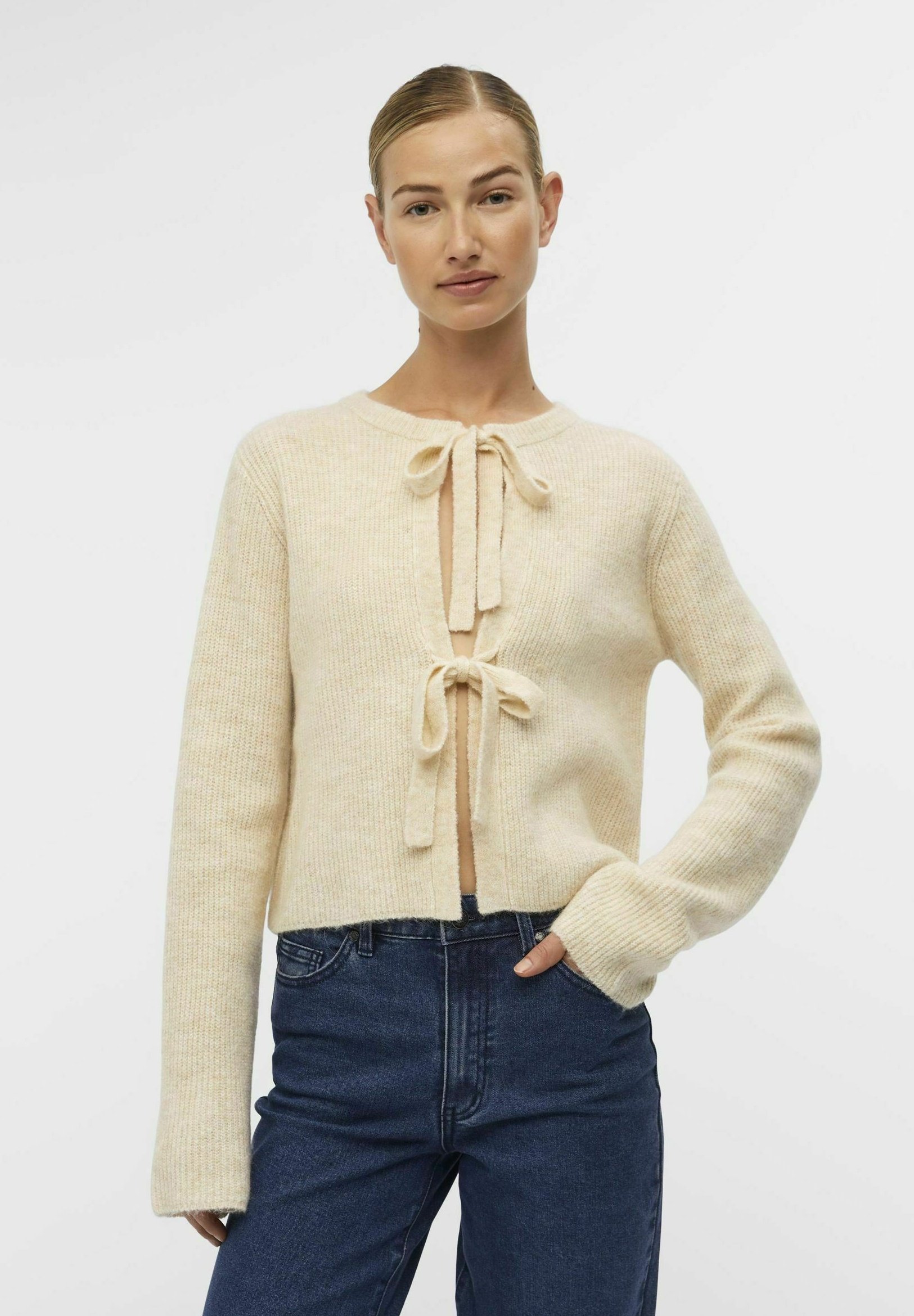 Cardigan Corto Object Objparvi Knit Noos – Misto Lana Con Alpaca, Girocollo, Coulisse, Elegante E Caldo Per L’inverno