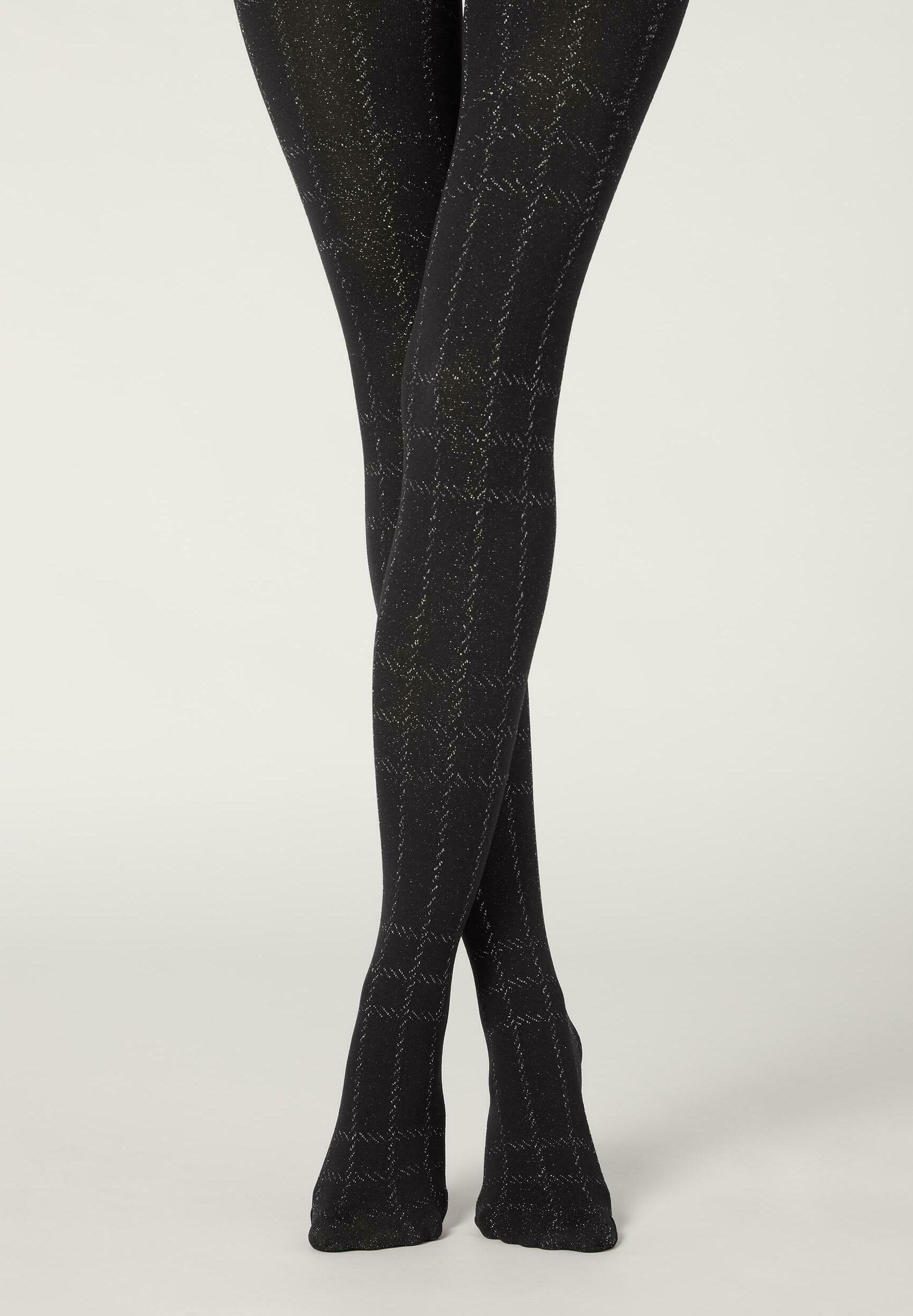 Calzedonia Collant - tartan nero/arg./nero - Zalando
