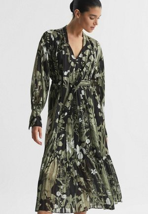 REGULAR FIT - LOTTIE FLORAL PRINT TIE NECK MIDI  - Dienas kleita - green