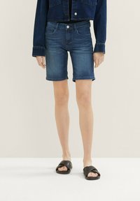 TOM TAILOR TTALEXA Bermuda - Jean slim - dark stone wash denim