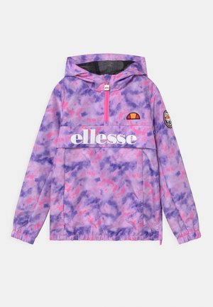 Fioletowa i różowa bluza z kapturem w stylu tie-dye z przednią kieszenią, pół-zamek i białym napisem logo. Posiada regulowany kaptur i mankiety.