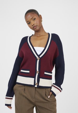 COLLEGIATE CONTRAST SLEEVE  - Cardigan - dark red