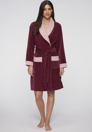 LASCANA Dressing gown - dunkelrot flieder-gestreift