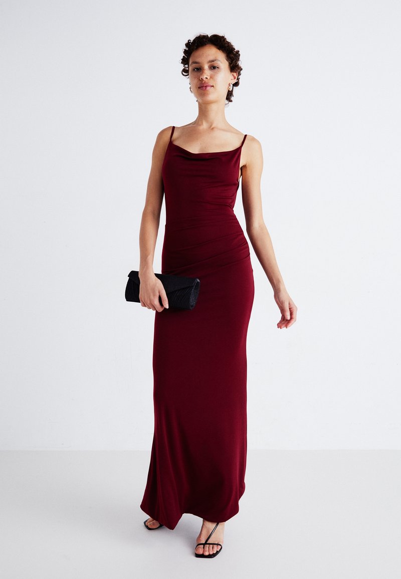 chinese dress ladies Alana Crimson Red Tiered Evening Maxi Dress M