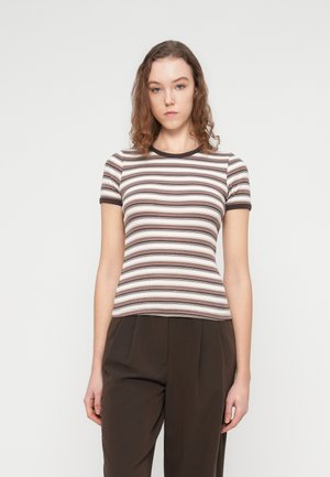 JXFRANKIE STRIPE TEE  - T-shirts med print - vanilla ice/seal brown/brown lentil