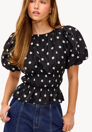 LOAVIES, V - Blouse - dots big   white