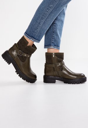 Kovbojské/motorkářské kotníkové boty - khaki