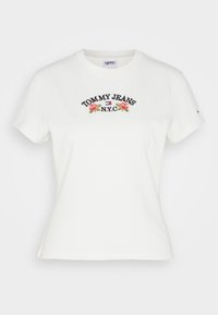 Tommy Jeans FLORAL FLAG - Printtipaita - ancient white