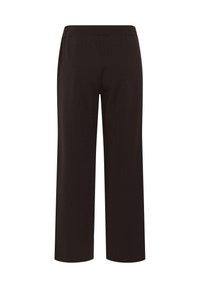 Pantalon noir droit avec taille élastique, vu de dos sur fond blanc.