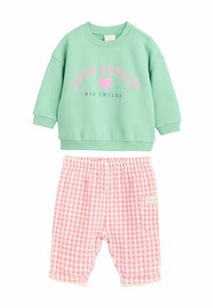 REGULAR FIT SET - Sweatshirt - green pink gingham