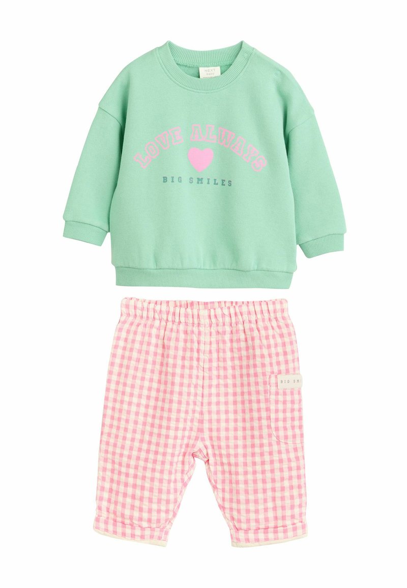 Next REGULAR FIT SET - Mikina - green pink gingham