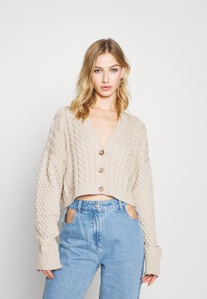 MIXED CABLE CROPPED - Cardigan - cream