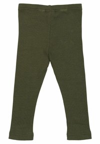 Olive zöld bordás leggings, elasztikus derékkal és testhez simuló fazonnal. Az anyag puha tapintású és enyhe nyúlást biztosít.
