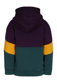 Hoodie med färgblockdesign i lila, gult och teal. Tillverkad av bomull, med ribbade muddar och nederkant. Klassisk pull-over stil.