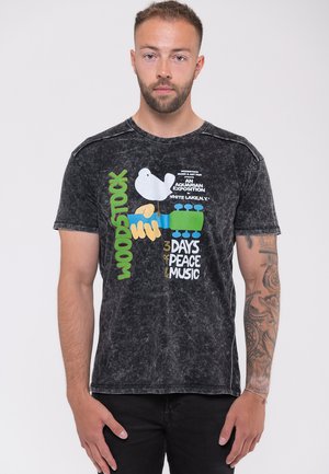 Paradiso Clothing WOODSTOCK PEACE AND MUSIC SNOW WASH - Print T-shirt - black