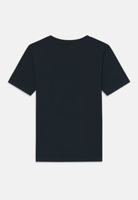 Navy blue short-sleeve t-shirt with a classic crew neck design. Smooth texture and a simple, unembellished appearance.