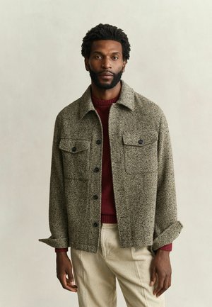 GANT, GANT HERRINGBONE OVERSHIRT - Leichte Jacke - black brown