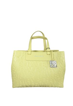 Borsa tote verde chiaro Armani Exchange con motivo logo in rilievo, manici superiori e ciondolo quadrato logo argentato applicato.