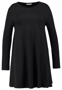 Robe tunique noire à manches longues avec col rond et coupe ample et fluide par Zalando.