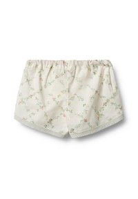 Shorts de couleur claire avec un motif floral dans des teintes pastel, ceinture élastique et ourlet rayé. Fabriqués en tissu doux et respirant.