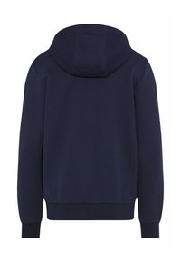 Felpa blu navy realizzata in morbido tessuto, con un ampio cappuccio, polsini e fascia in costina, dal design semplice e senza loghi visibili.