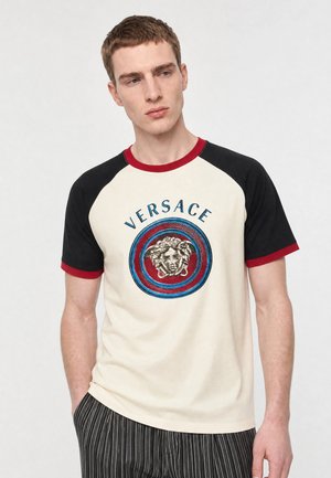 Versace MEDUSA MONETA PRINT - Μπλουζάκι με στάμπα - dirty white/black