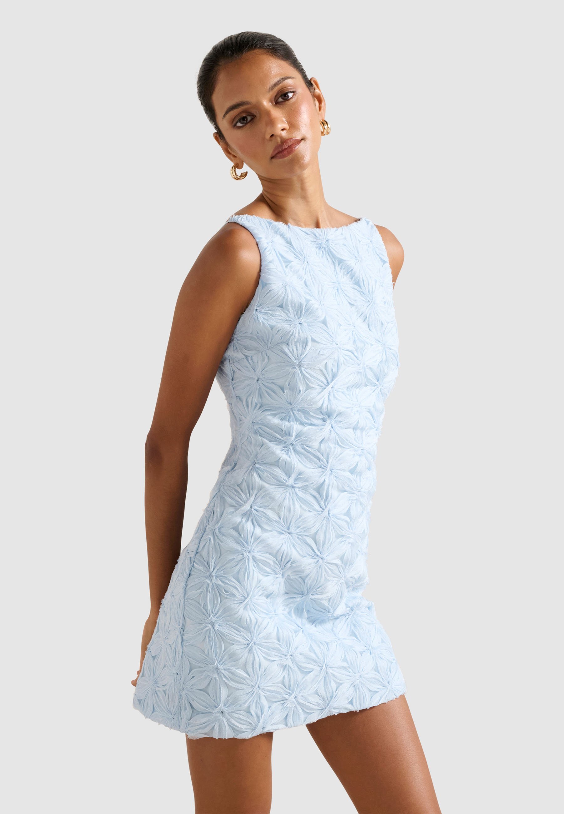 sachin and babi light blue dress Champagne Gold Sequin Bardot Midi Dress main image 1