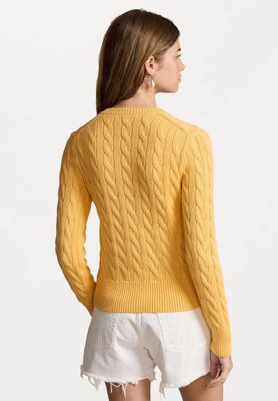 Polo Ralph Lauren CABLE KNIT COTTON CREWNECK CARDIGAN - Cardigan - cambridge yellow