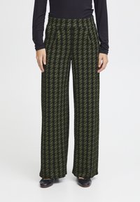 ICHI - IHKATE WIDE - Broek - parrot green houndstooth Miniatuurafbeelding 1