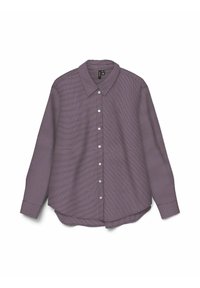 Lange mouwen knoopshirt in paars met een geruit patroon. Beschikt over een klassieke kraag en een licht gebogen zoom. Gladde, geweven stof.