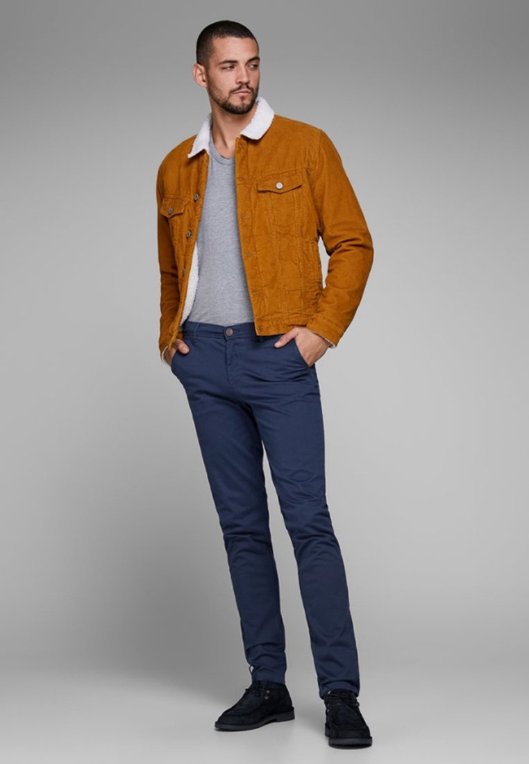 Jack \u0026 Jones MARCO BOWIE - Chino - navy/denim bleu foncé - ZALANDO.FR