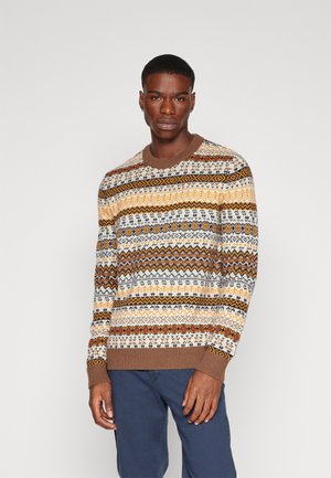 Selected Homme SLHFARO FAIR ISLE CREW NECK  - Jersey de punto - dark earth