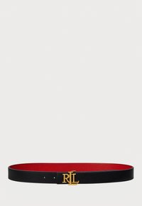 LOGO REVERSIBLE PEBBLED LEATHER BELT - Cintura - black/festive red