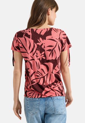 Cecil, T-SHIRT MIT RAFFUNG UND PRINT - T-shirt imprimé - coral