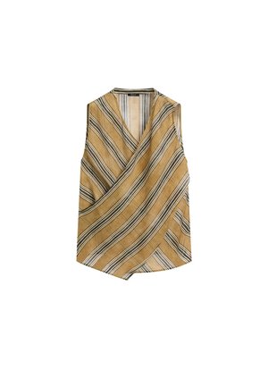 Massimo Dutti, FLOWING STRIPED RAMIE BLEND WRAP TOP - Blouse - dark yellow