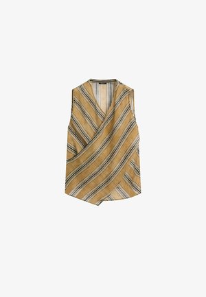 Massimo Dutti, FLOWING STRIPED RAMIE BLEND WRAP TOP - Blouse - dark yellow