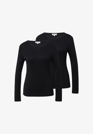 Dva duga rukava u čvrstoj crnoj boji, od mekog materijala. Imaju okrugli izrez i uski kroj. Nema vidljivih uzoraka ili akcenata.