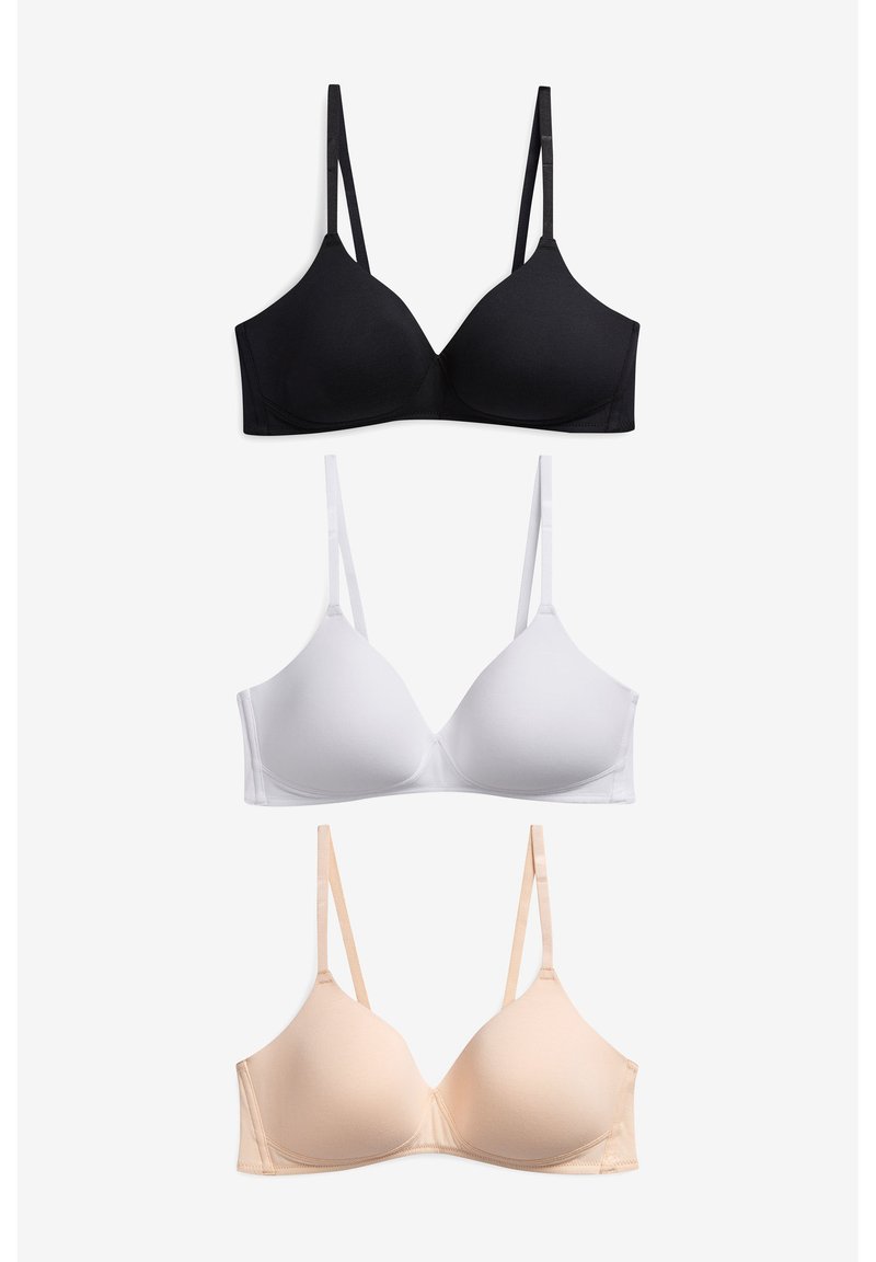 Next - DAISY LIGHT PAD NON WIRE COTTON BLEND BRAS 3 PACK - Bøjle-bh - black, Forstør