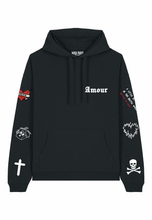 GOTHIC EMBROIDERY HEAYVWEIGHT UNISEX OVERSIZED  - Hoodie - black