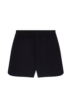 Pantaloncini sportivi neri con vita elastica e orlo spaccato, progettati per uso casual o sportivo.