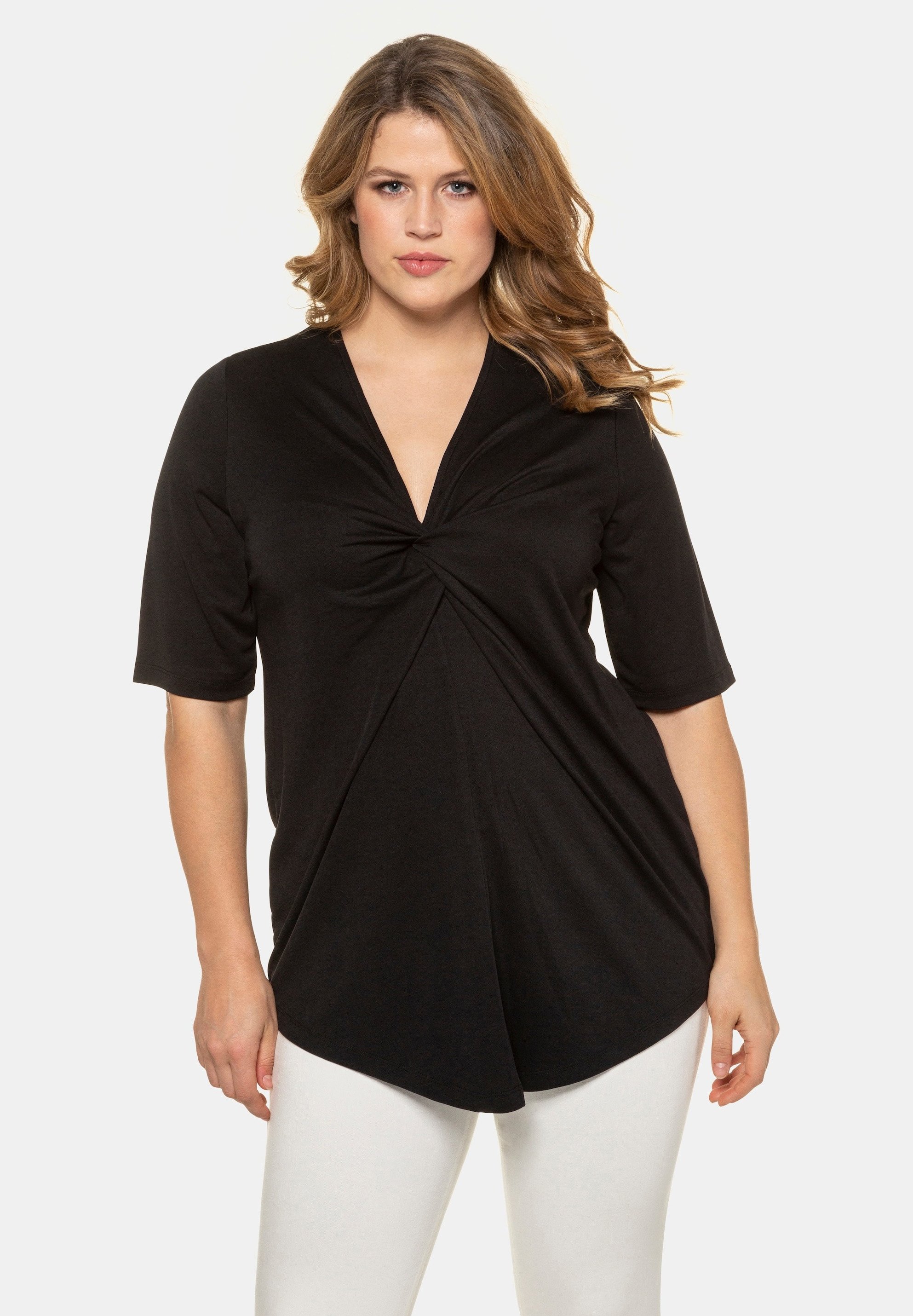 Ulla Popken Femme Grandes Tailles T-Shirt à Col En V Et