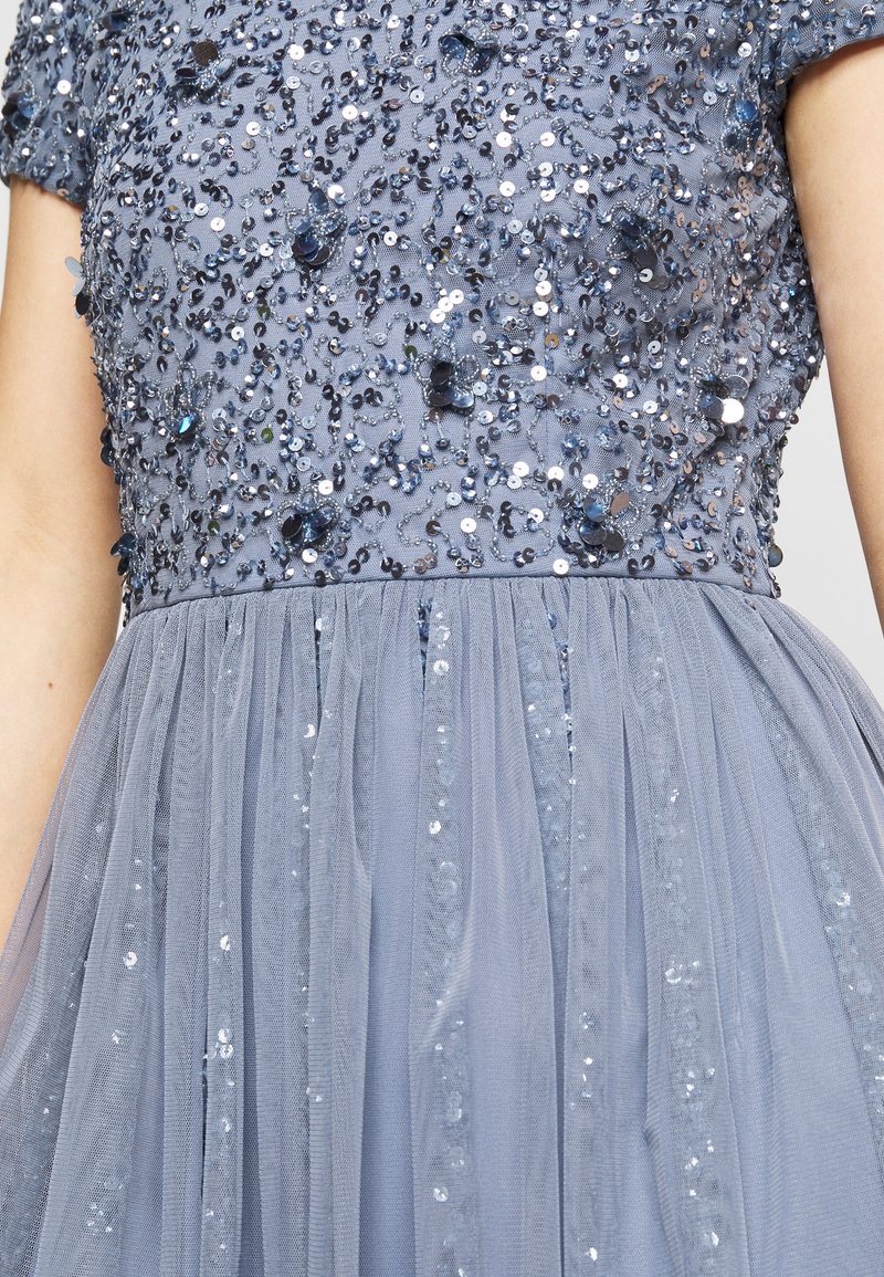 petite beaded cocktail dress Short Faux-Wrap Beaded Cocktail Dress
