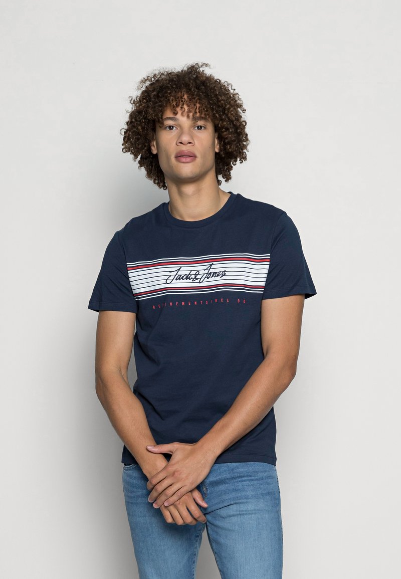 Jack & Jones JJLEO TEE  - T-shirt estampada - navy
