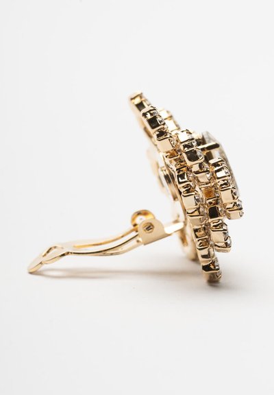 Zeltainas auskaras ar ziedu dizainu, ar fakturētu virsmu un aizdari. Aplis ar slāņainu apdari.