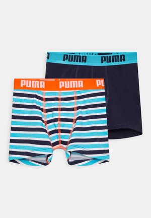 Puma BOYS BASIC BOXER PRINTED STRIPE 2 PACK - Kurze Boxershorts - fluo red/blue