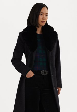FAUX-FUR-COLLAR WOOL-BLEND COAT - Klassisk frakke - charcoal