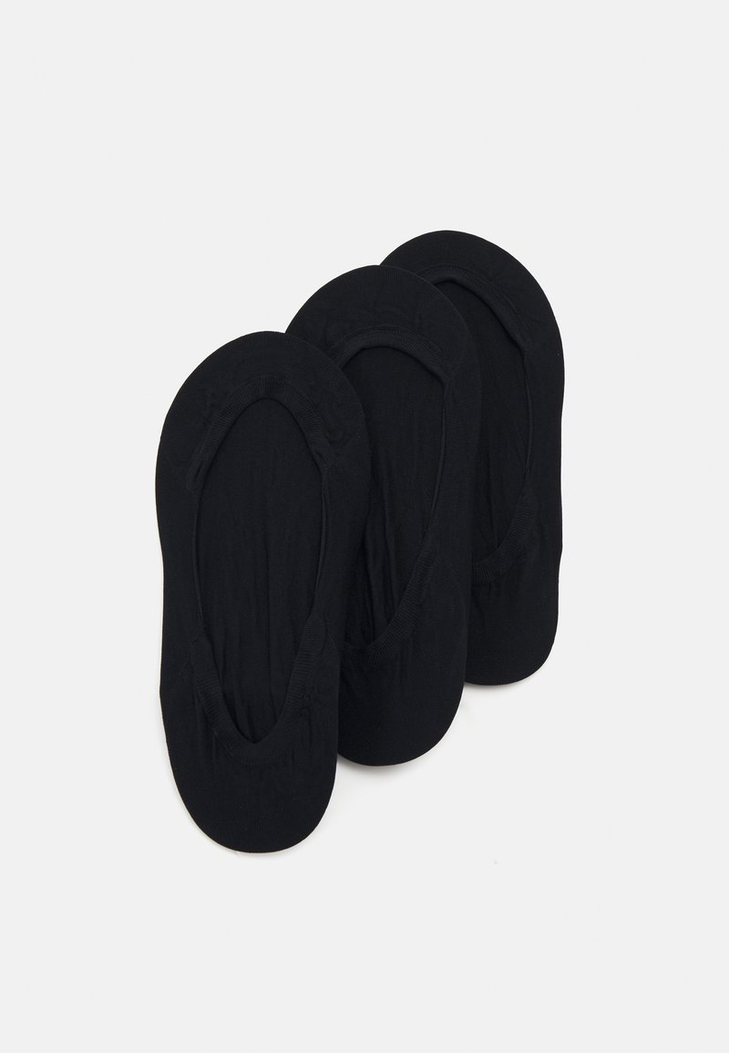 Solução de meias curta de algodão preto, embalagem com três pares, design sem costuras, ponta arredondada, bordas elásticas para um ajuste confortável, textura mate.